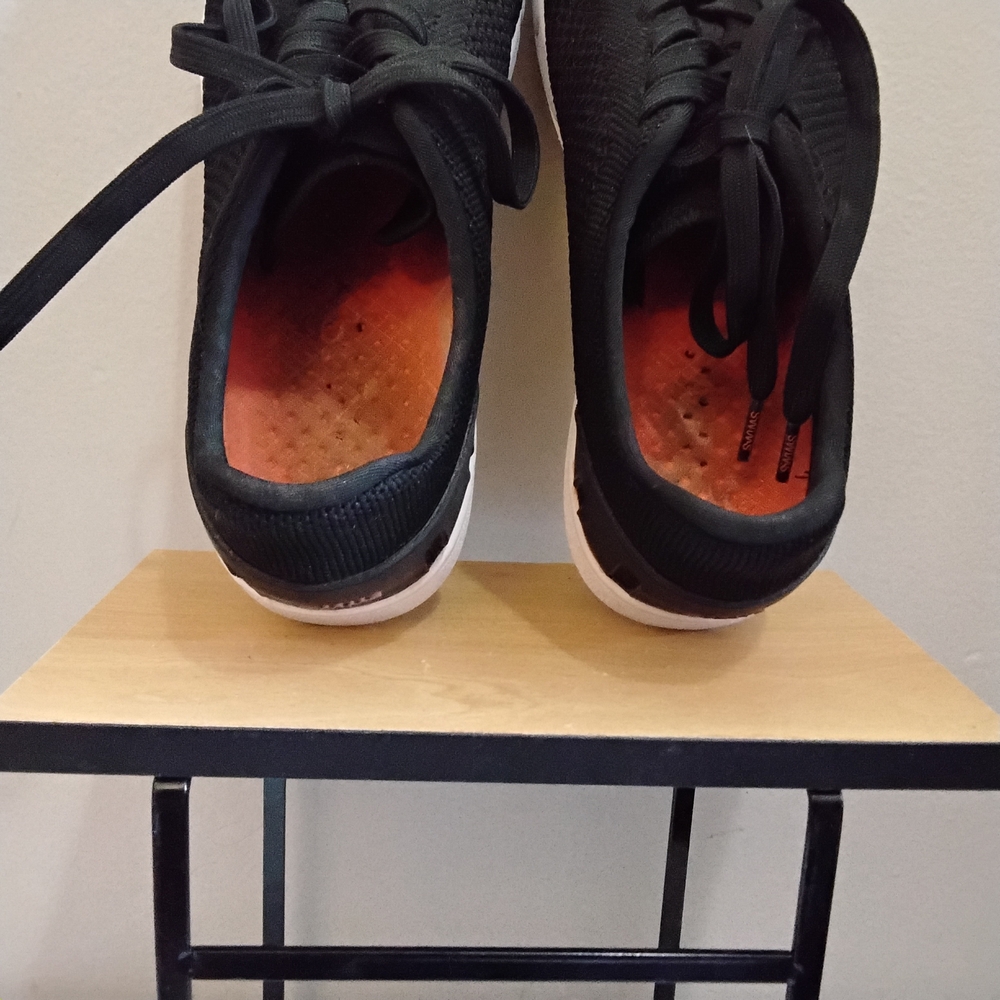 Swims Black Knit Lace-Up Sneakers with White Sole – Size 8 Women EUC - Picture 13 of 16